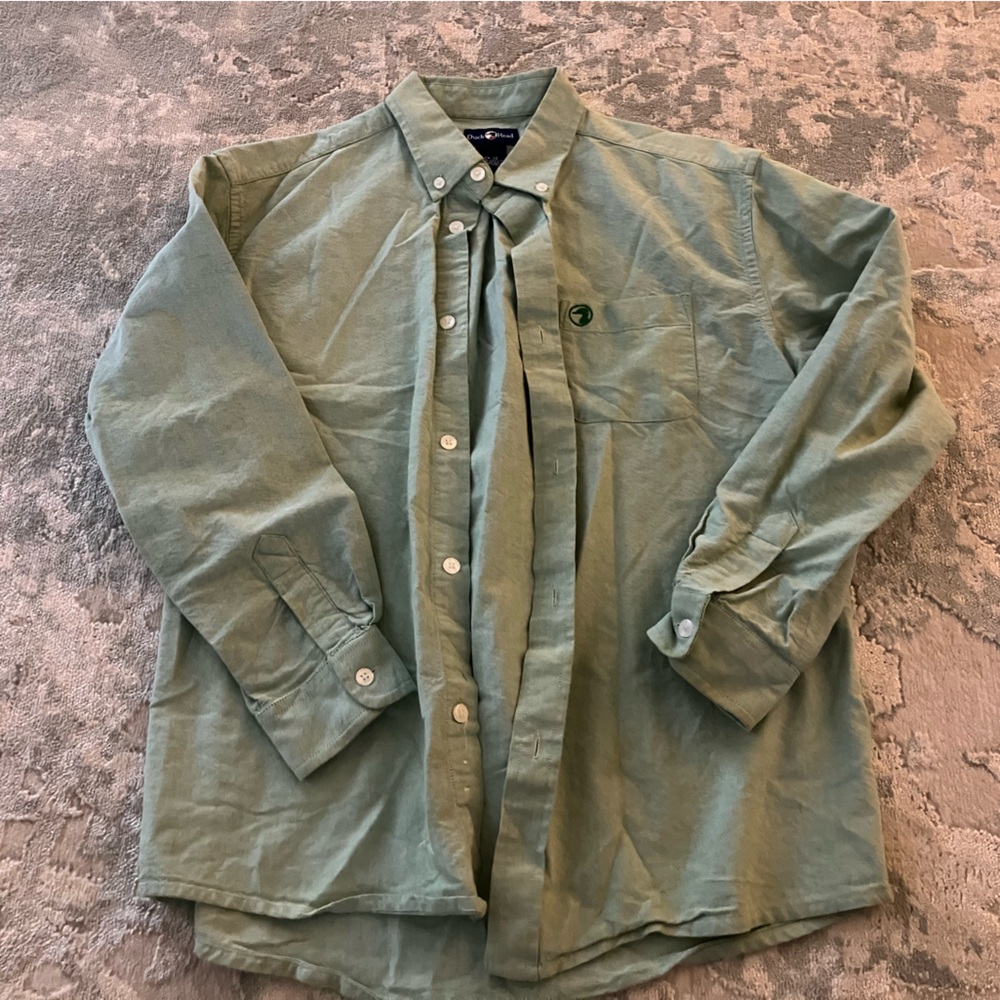 Duck Head Button Up Youth Boys Green Large 14-16